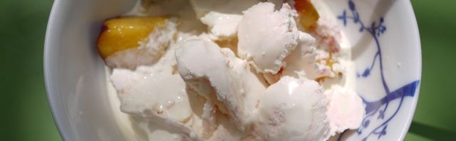 Ice cream served with nectarine